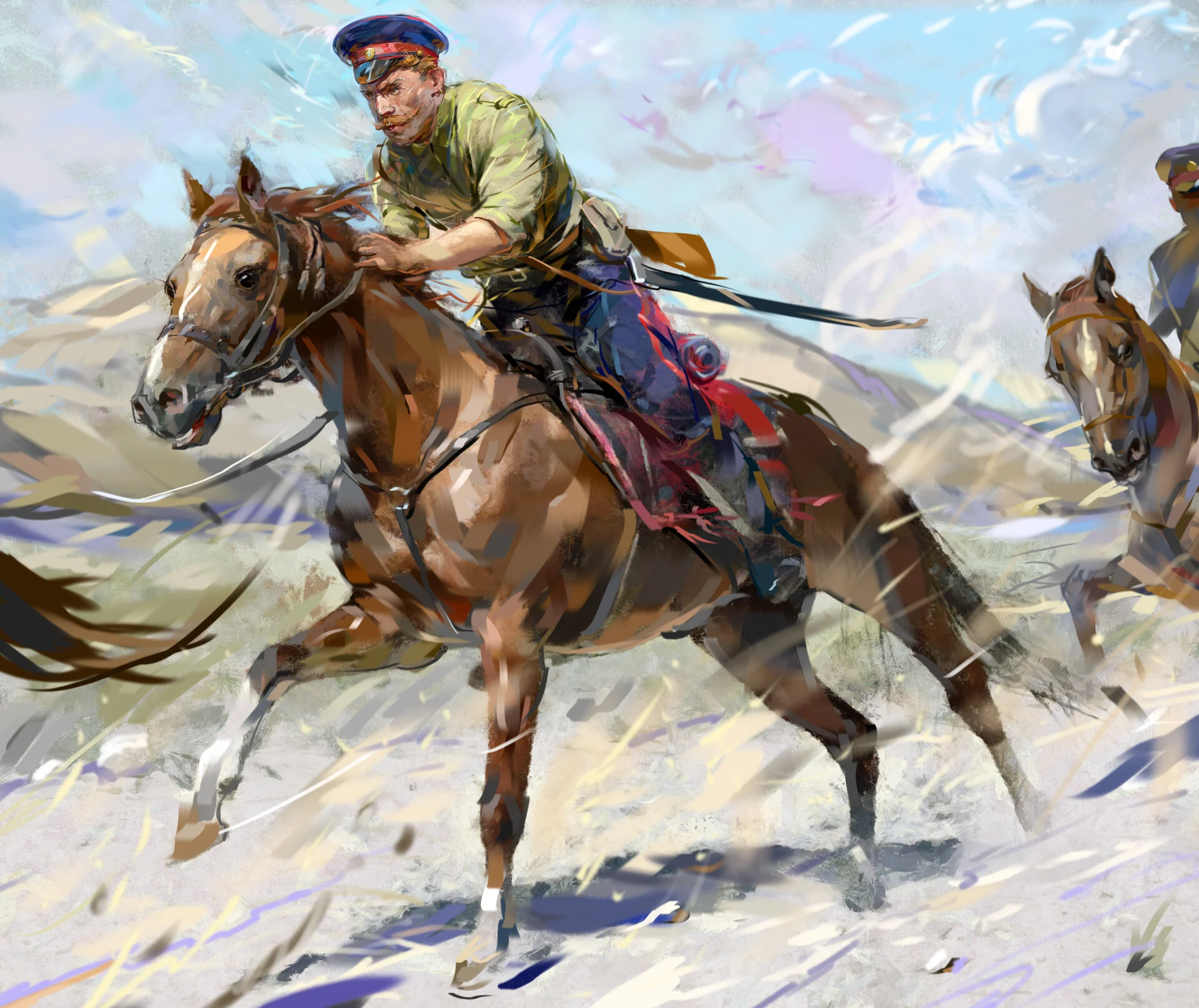 Пелагея. фрагмент. Технология бесконечный холст.